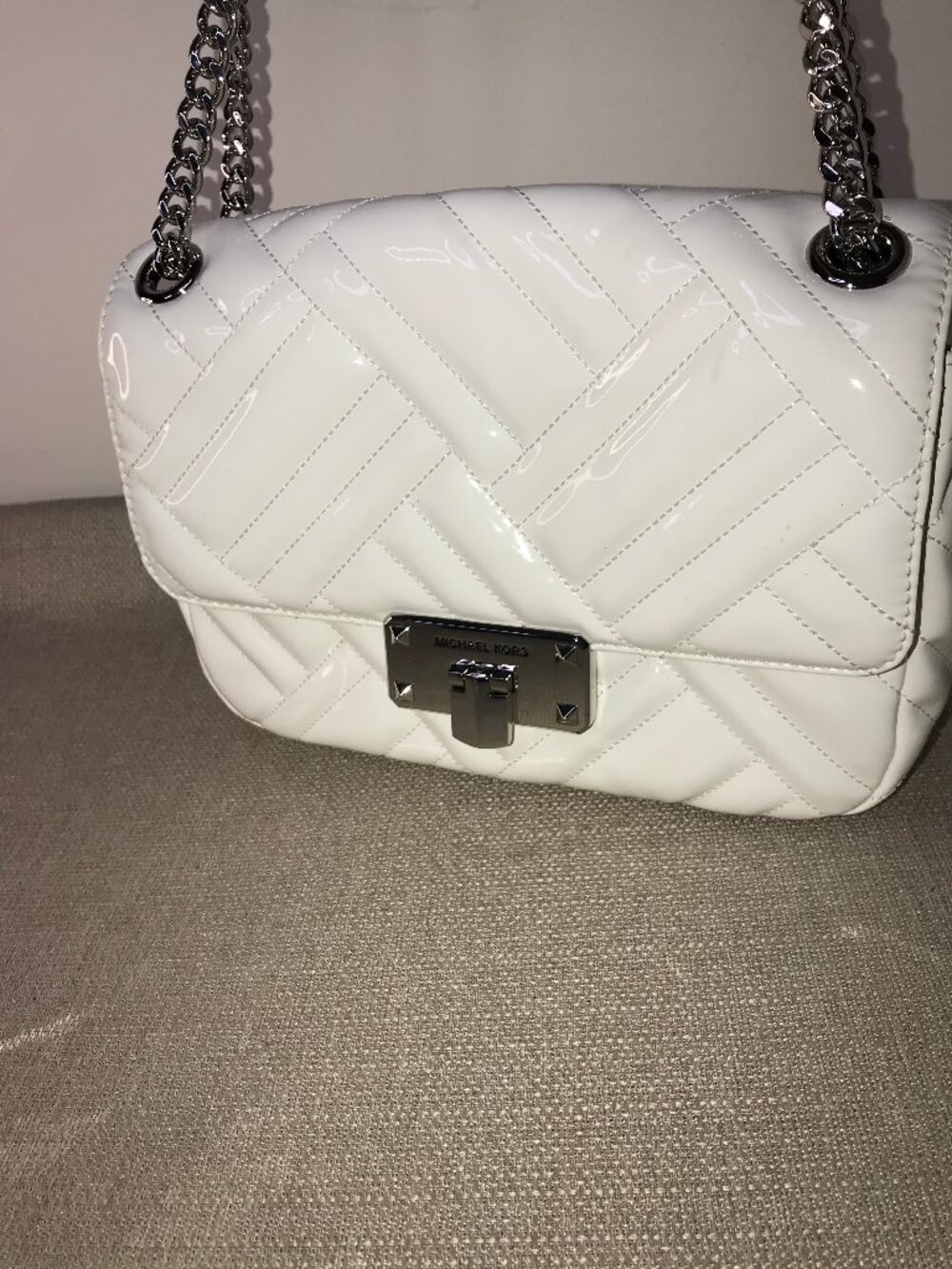 Michael Kors Peyton Optic White Patent Leather Bag